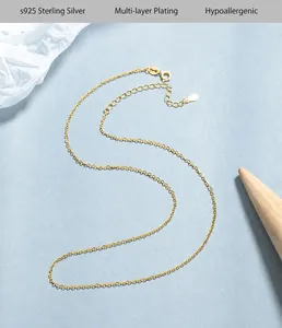 Nahaufnahme der goldenen S925 Sterlingsilberkette mit allergiefreier Beschichtung