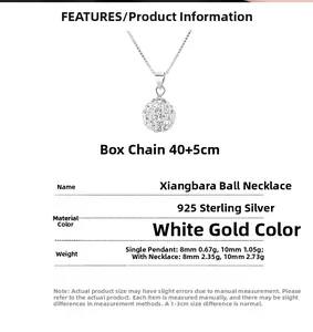 Détail de la chaîne box en argent 925 et du pendentif boule Shamballa en cristal brillant