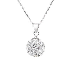 Collier Shamballa en argent 925 avec un pendentif boule pavé de cristaux brillants
