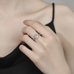 Luxury 925 sterling silver ring with oval cubic zirconia on a female model