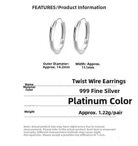 Makroaufnahme von 999er Silber-Ohrringen mit gedrehter Form und technischen Parameter