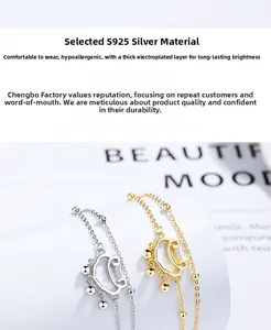 Detailed view of S925 silver and gold-plated Ruyi lock bracelets with delicate beads
