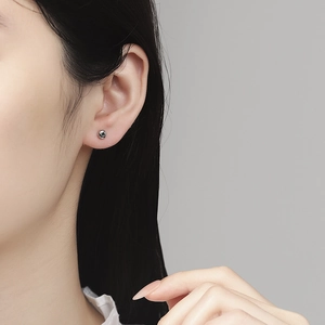 Minimalist 925 sterling silver ball stud earrings for women with high-polish mirror finish
