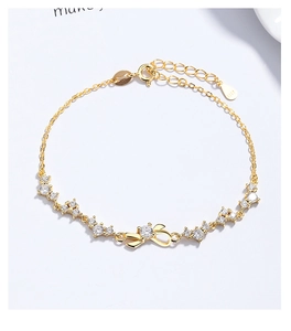 Detail von S925 Sterling Silber Bogen Armband mit Zirkonia und Herzanhänger Charm