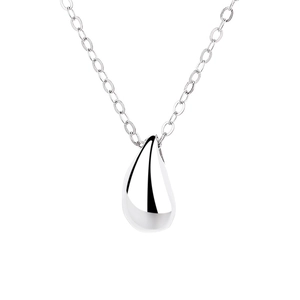 Polished S925 sterling silver waterdrop pendant necklace with minimalist O-chain