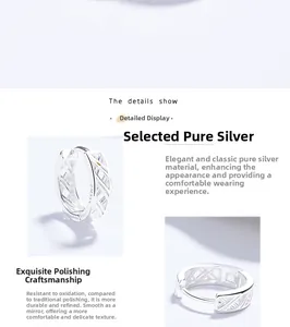 Detailed macro view of 999 sterling silver hollow geometric earrings with S999 hallmark