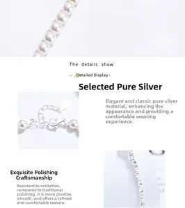Detailed view of 925 sterling silver lobster clasp and extension chain on pearl bracelet