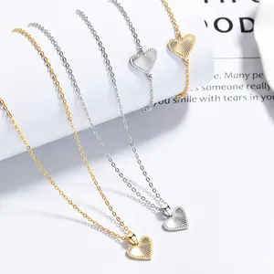 925 Sterlingsilber Herz Anhänger Halskette Armband Set Für Damen Leicht Luxus Plissiert Strahlend Strass Schmuck