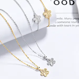 Elegantes Set aus 925er Silber Blumenhalskette und Armband in Gold und Silber