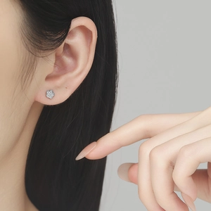 Elegant 925 sterling silver flower stud earrings with sparkling zircon stones for women