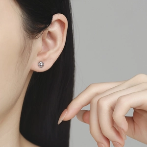 925 silver cross stud earrings with sparkling zircon stones in minimalist gothic style