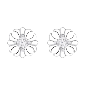 925 silver cross stud earrings with sparkling zircon stones in a minimalist hollow design