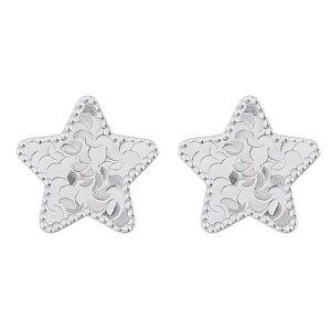 925 silver star stud earrings with ice-crushed texture and beaded edge design