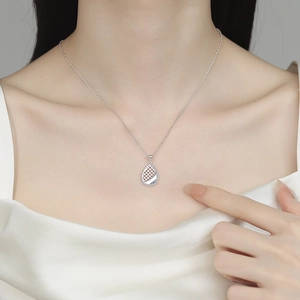 Elegant 925 silver hollow teardrop pendant necklace for women on neck display