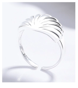 Detailed view of S925 sterling silver stamp and seashell texture on the adjustable ring