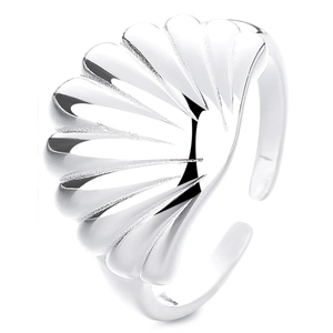 Elegant 925 sterling silver shell textured open ring with adjustable minimalist design