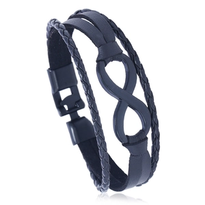 Handmade Braided Multi-layer PU Leather Infinity Bracelet For Men Women Unisex Black Brown Infinity Symbol Jewelry Gift