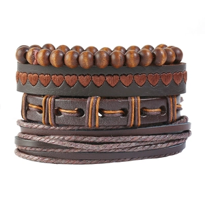 Men Retro Braided Leather Bracelet Set Vintage Bohemian Punk Multi-layer Adjustable Bracelet Daily Wear Party Jewelry For Unisex