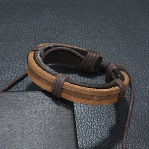 Vintage multilayer braided leather bracelet for men in brown and coffee tones