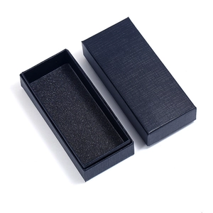 Elegant black textured cardboard jewelry gift box with soft sponge lining for keychains