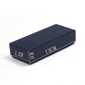Minimalist black rectangular jewelry box in matte cardboard, size 13x5.3x3cm for keychains