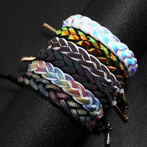 Lot de bracelets tressés réfléchissants aux couleurs dégradées laser pour couples