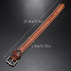 Vintage brown leather bracelet for men with silver buckle, 25.0cm long and 1.8cm wide