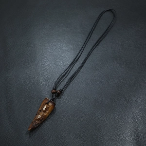 Men's retro resin necklace with hand-carved Medusa pendant and black braided cord