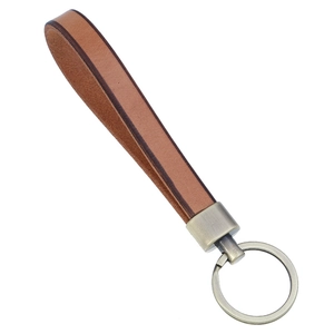 Vintage Genuine Cowhide Leather Keychain Zinc Alloy Buckle For Men Women Minimalist Car Key Ring Holder Retro Accessory