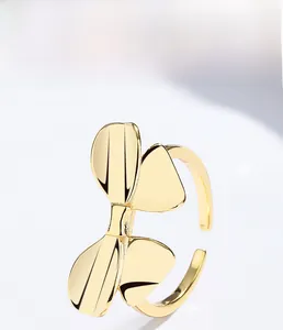 Macro shot of gold bow ring made of S925 sterling silver with multilayer plating finish