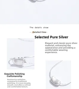Macro detail of S925 sterling silver pea pendant with exquisite matte and polished finish