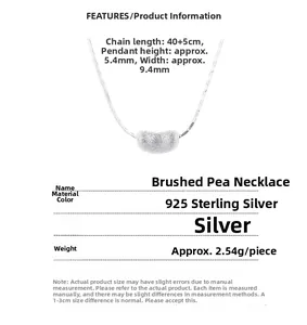 Detail specifications of 925 sterling silver pea pendant necklace with brushed texture