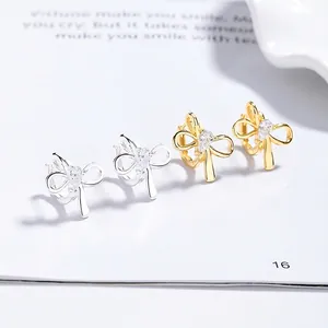 Boucles D'oreilles Créoles Nœud En Argent Sterling 925 Avec Zircone Cubique En Forme De Larme Bijoux Élégants Pour Femmes