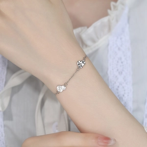 Elegant S925 silver gourd bracelet for women with shimmering textured charms on slim chain
