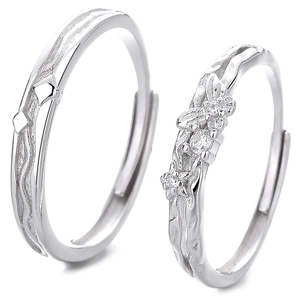 925 silver butterfly couple rings with zircon stones and adjustable open bands