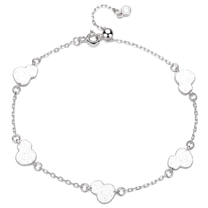 925 sterling silver ice-crushed gourd bracelet with adjustable lobster clasp on white background