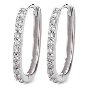 Orecchini a cerchio ovali in argento 925 con pavé di zirconi cubici scintillanti