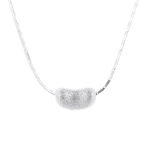 925 sterling silver bean pendant necklace with brushed finish on a sleek snake chain