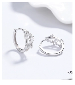 Détail des créoles étoile en argent sterling 925 avec zircons cubiques transparents