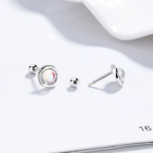 Elegant S925 sterling silver moonstone stud earrings with a stylish screw back design