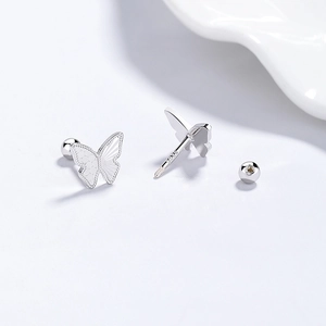 925 sterling silver butterfly stud earrings with honeycomb and stripe textured wings