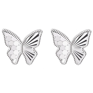 925 sterling silver butterfly stud earrings with sparkling sequins and brushed texture
