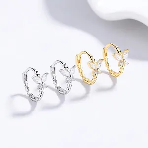 Orecchini a Cerchio Farfalla in Argento Sterling 925 Con Zirconia Marquise Intarsiata Gioielli Eleganti Minimalisti per Donna