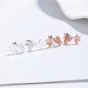 Detailed macro view of S925 silver koi fish stud earrings with screw ball back closure