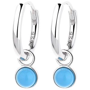 Orecchini pendenti in argento 925 e turchese con eleganti perle tonde e finitura lucida