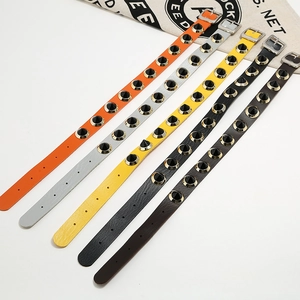 Punk leather chokers with cone studs and adjustable buckles in five vibrant colors