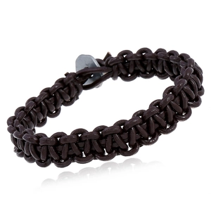 Bracelet en Cuir de Vachette Tissé à la Main pour Hommes Bijoux Tressés Décontractés Avec Fermoir en Alliage Rétro Brun