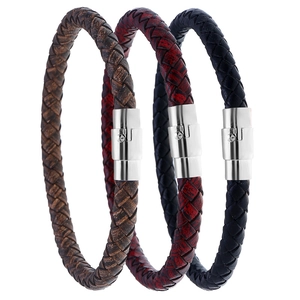 Men Vintage Braided Synthetic Leather Bracelet With Alloy Magnetic Clasp Casual Punk Style Hand Jewelry Daily Accessories