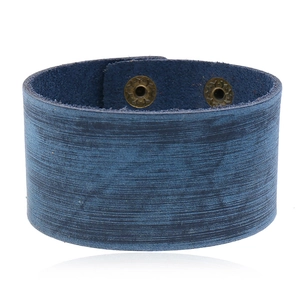 Bracelet en Cuir Large Vintage Punk Pour Hommes Femmes Cuir de Vachette Fer Vieilli Manchette à Pression Réglable Bijoux Bracelet Minimaliste Rétro