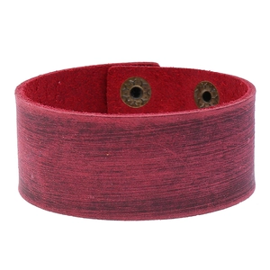 Vintage Punk Breed Rundleer Armband Voor Heren Westers Minimalistisch Distressed Gereven Polsband Dubbele Drukknop Sieraden Cadeau